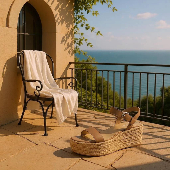 Nine West Women Classic Chunky Dark Espadrille Platform Sandal TAN BEIGE 10 M - Picture 14 of 15